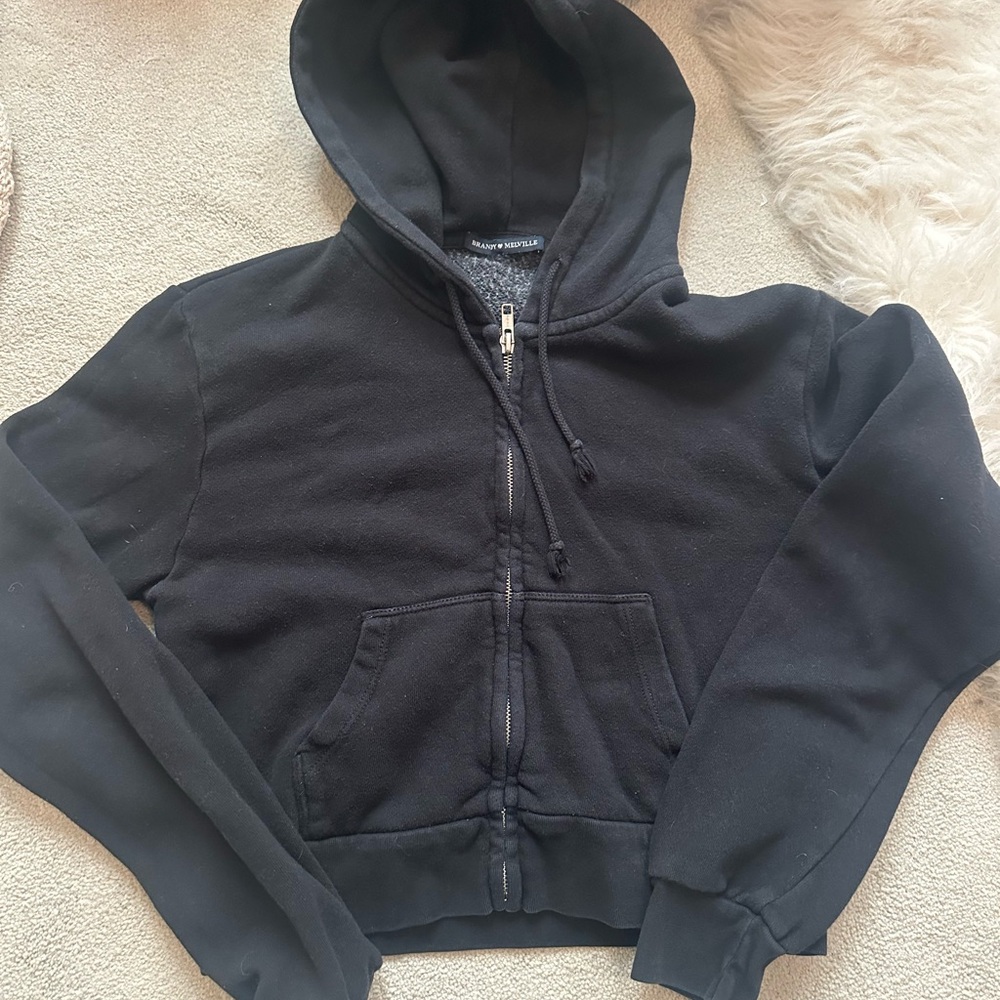 Brandy Melville Black Zip-Up Hoodie
